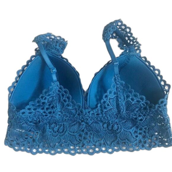 Aerie Lace Bralette SZ Small Blue Adjustable Straps Padded Coquette Feminine EUC - Picture 2 of 10
